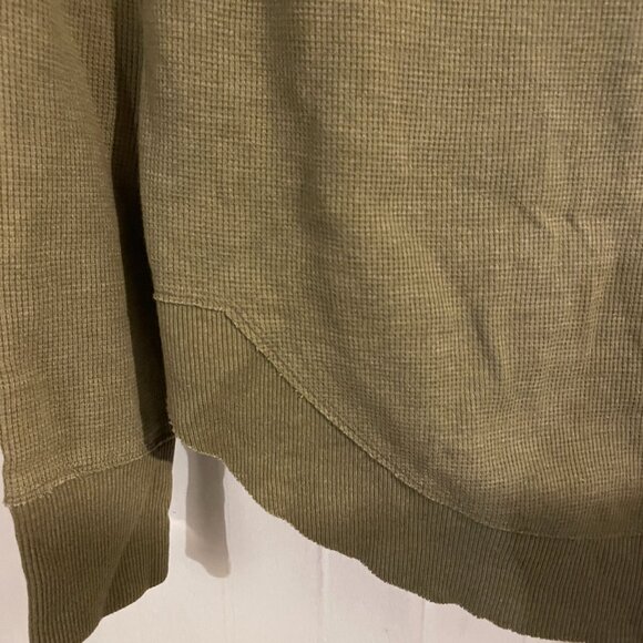 SO Henley Hoodie Army Green Hi Low Thermal Cotton Waffle Shirt, Size Large - Picture 10 of 15